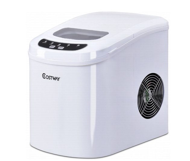 Costway White Portable Compact Electric Ice Maker 